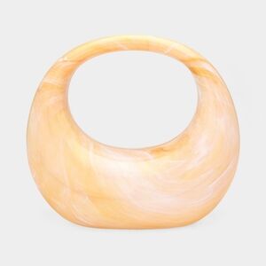 Yellow Marbled Crescent Clutch Bag Purse Acrylic Handle Statement Womens